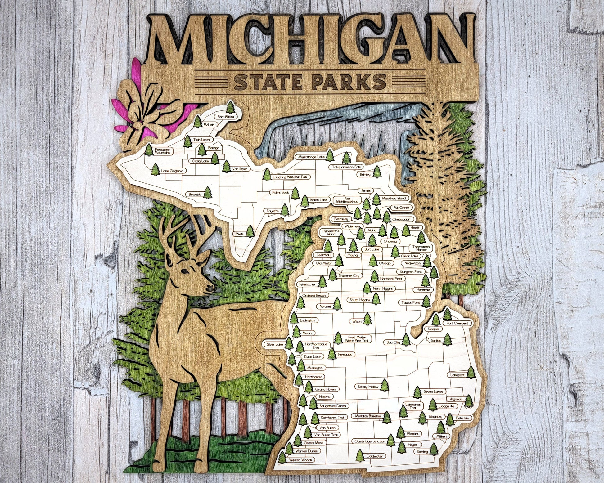 The Michigan State Park Map - Custom and Non Customizable Options - SVG, PDF File Download - Tested in Lightburn and Glowforge