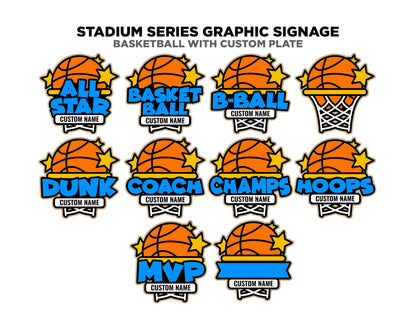 Stadium Series Graphic Signage - Basketball - 10 Custom and Non Custom Design options - SVG, PDF, AI Files - Tested on Glowforge & Lightburn