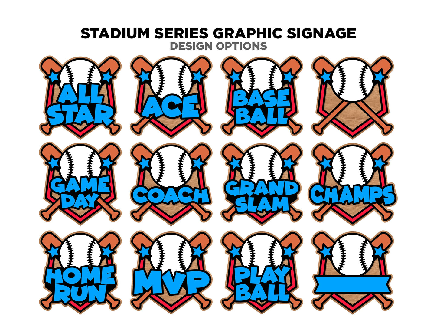 Stadium Series Graphic Signage - 5 Sport Bundle -Over 50 Custom and Non Custom Design options - SVG, PDF, AI - Glowforge & Lightburn Tested