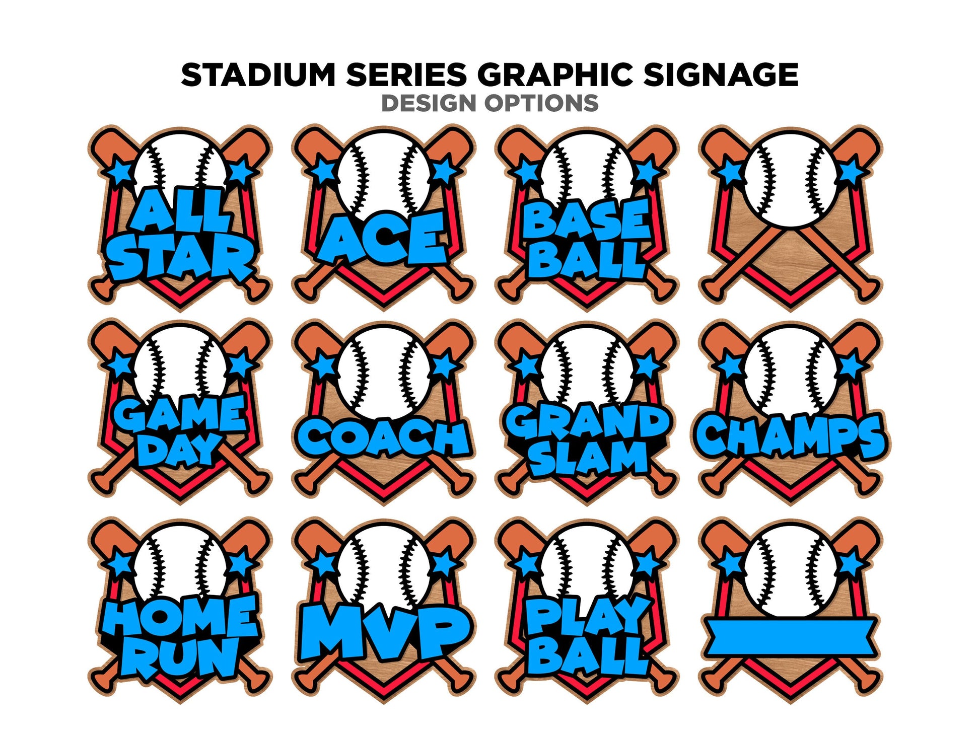 Stadium Series Graphic Signage - 5 Sport Bundle -Over 50 Custom and Non Custom Design options - SVG, PDF, AI - Glowforge & Lightburn Tested