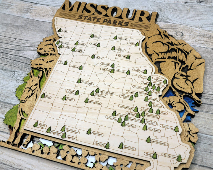 The Missouri State Park Map - Custom and Non Customizable Options - SVG, PDF File Download - Tested in Lightburn and Glowforge