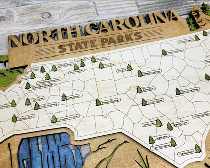 The North Carolina State Park Map - Custom and Non Customizable Options - SVG, PDF File Download - Tested in Lightburn and Glowforge